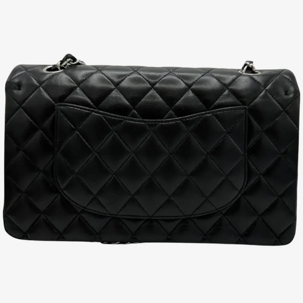 AUTHENTIC Chanel Medium Double Flap Black Lambskin w Silver Hardware from 2012 - Picture 2 of 15
